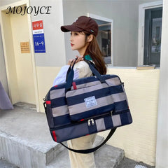 Plaid Gym Bag Waterproof Oxford Dry Wet Separation Handbag