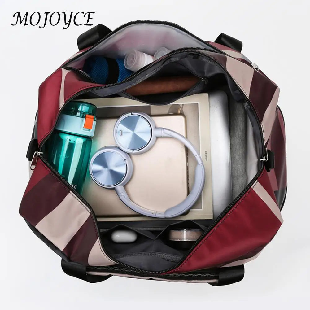 Plaid Gym Bag Waterproof Oxford Dry Wet Separation Handbag