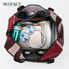 Plaid Gym Bag Waterproof Oxford Dry Wet Separation Handbag
