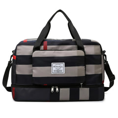 Plaid Gym Bag Waterproof Oxford Dry Wet Separation Handbag