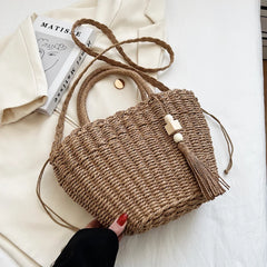 Summer Rattan Bag for Women Straw Beach Crossbody Tote