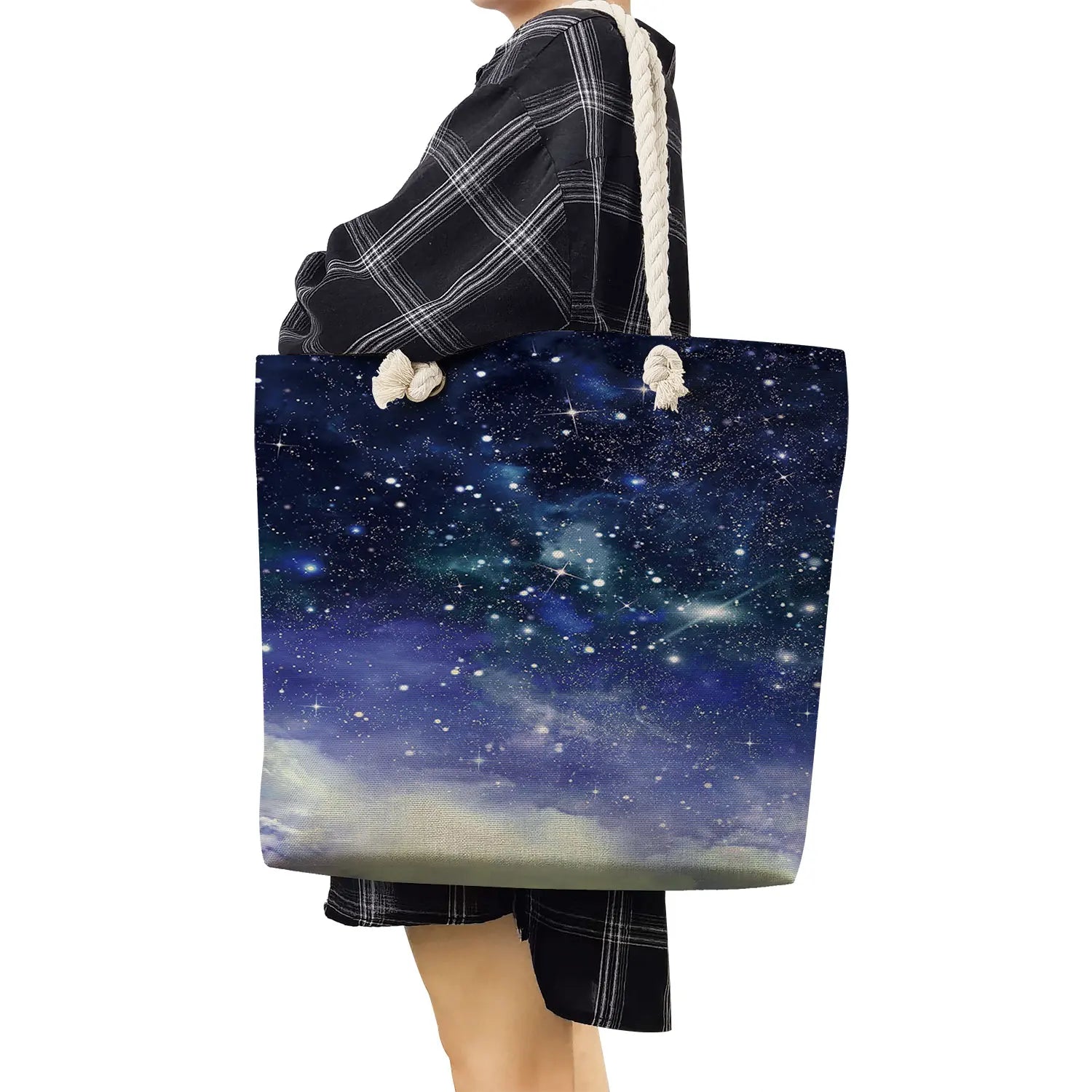 Bright Colors Women Shoulder Bag Landscape Starry Sky Print Handbags