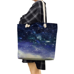 Bright Colors Women Shoulder Bag Landscape Starry Sky Print Handbags