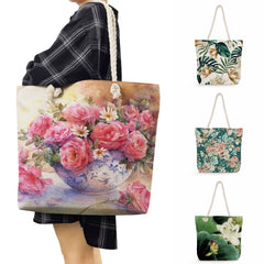 Floral Print Beach Bag High Capacity Tote