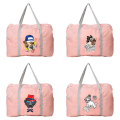 Foldable Large Duffle Bag Dog Print Travel Tote Clothes Organizers Women Bags