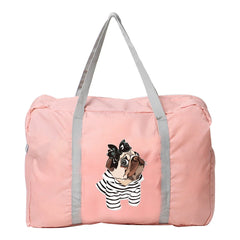 Foldable Large Duffle Bag Dog Print Travel Tote Clothes Organizers Women Bags
