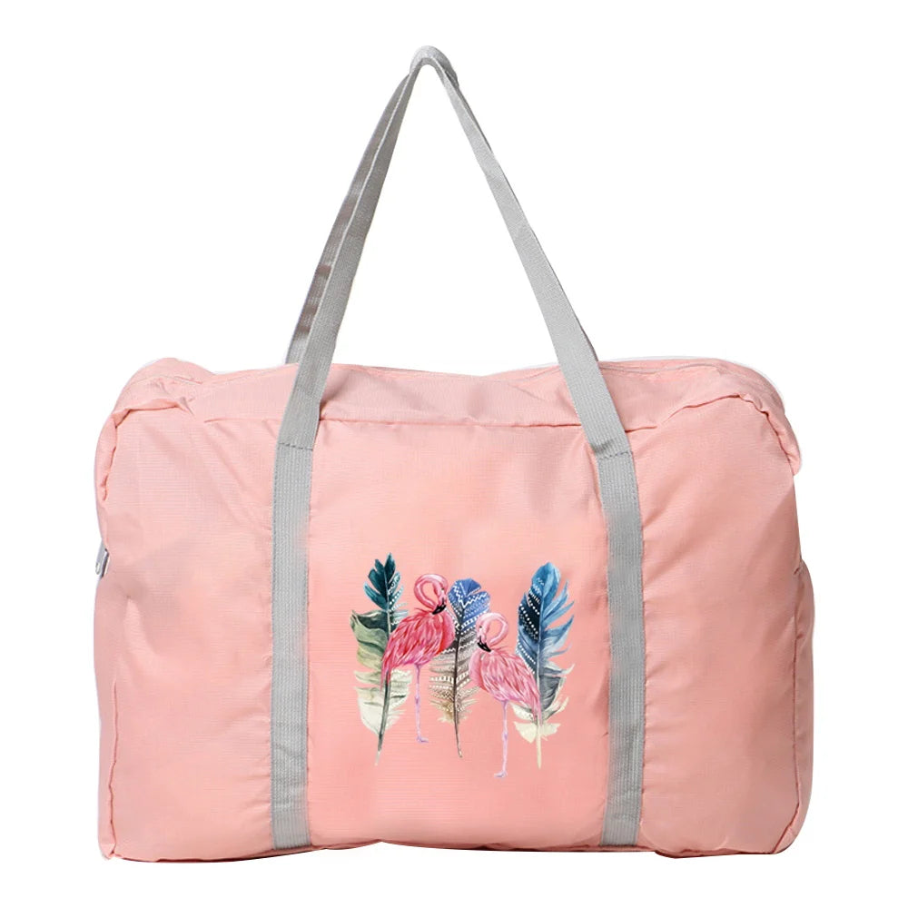 Travel Tote Foldable Duffle Bag Flamingo Men Women Necessaire Handbag