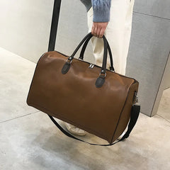 Large-Capacity PU Leather Travel Bag for Short-Distance Trips
