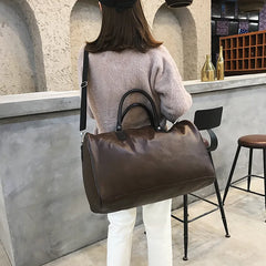 Large-Capacity PU Leather Travel Bag for Short-Distance Trips