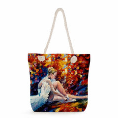 Girl Art Tote Bag Cartoon High Capacity Shoulder Eco Handbag For Women