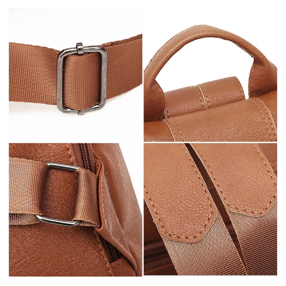 Anti-theft Backpack Women PU Leather College School Bag