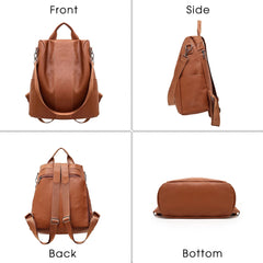 Anti-theft Backpack Women PU Leather College School Bag