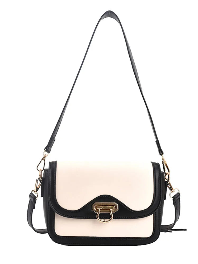 Contrast Women's Shoulder Bag Flap Pu Leather Female Handbags Underarm
