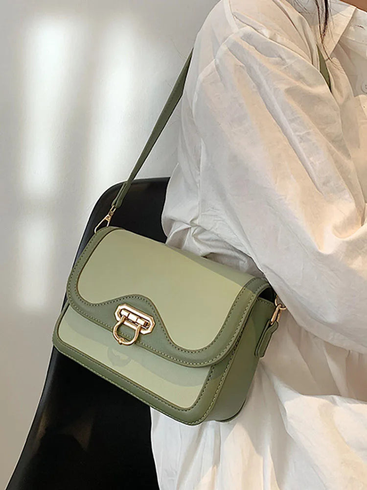 Contrast Women's Shoulder Bag Flap Pu Leather Female Handbags Underarm