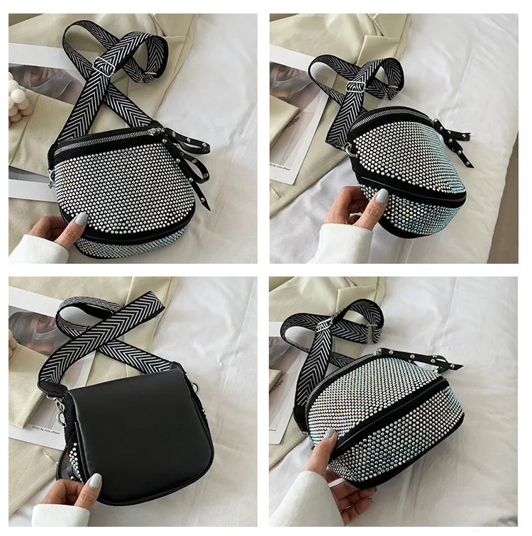 Diamond Crossbody Messenger Bag for Women Small Chest Waist Purse
