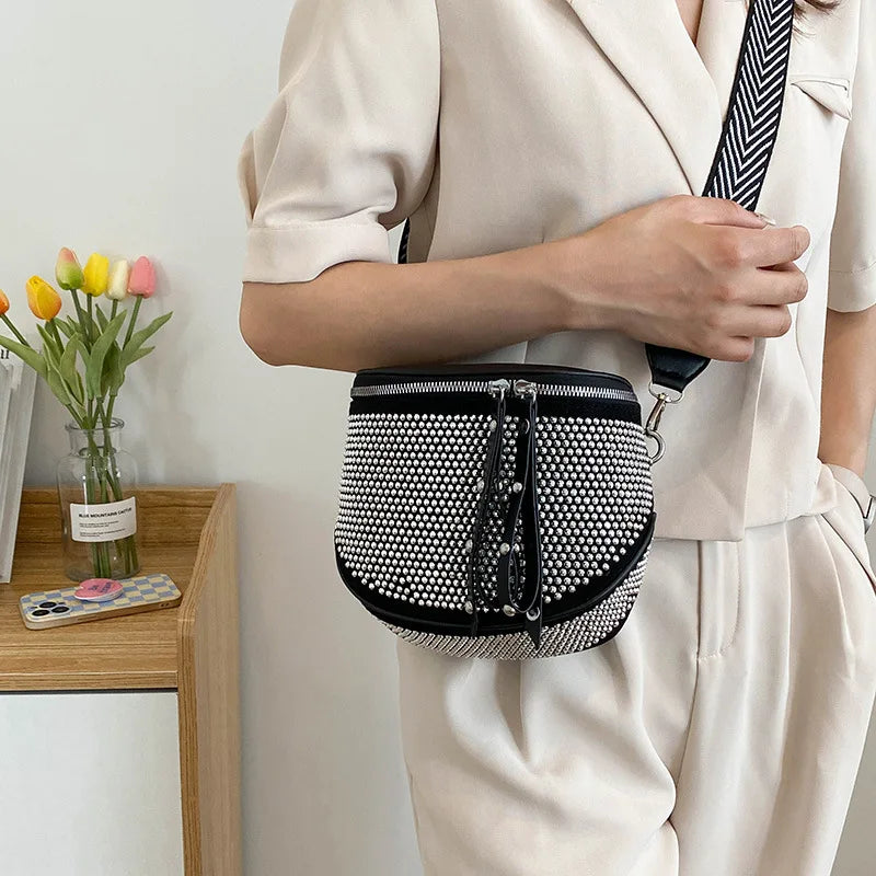 Diamond Crossbody Messenger Bag for Women Small Chest Waist Purse
