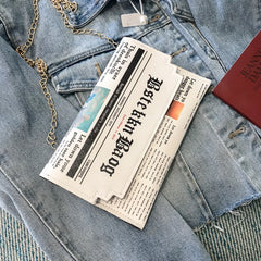 Inkjet Newspaper Envelope Clutch Bag Shoulder Messenger Chain Evening Bag