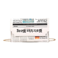 Inkjet Newspaper Envelope Clutch Bag Shoulder Messenger Chain Evening Bag
