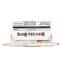 Inkjet Newspaper Clutch Bag Chain Evening Bag