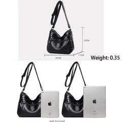 Soft Leather Shoulder Bag Crossbody Handbag Multi-Layer