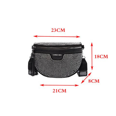 Women's PU Leather Waist Bag Rhinestone Fanny Pack