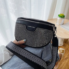 Women's PU Leather Waist Bag Rhinestone Fanny Pack
