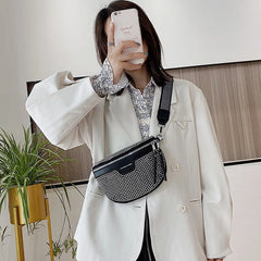Women's PU Leather Waist Bag Rhinestone Fanny Pack