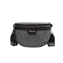 Women's PU Leather Waist Bag Rhinestone Fanny Pack