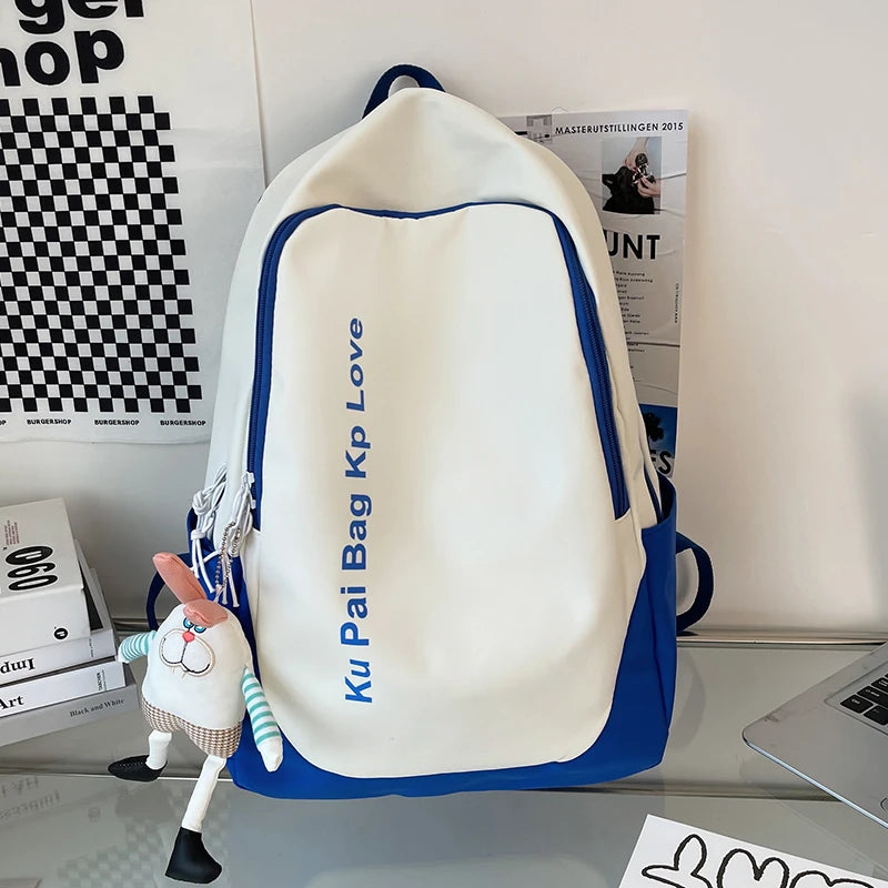 Nylon School Bag For Teenage Girls Contrast Travel Backpack