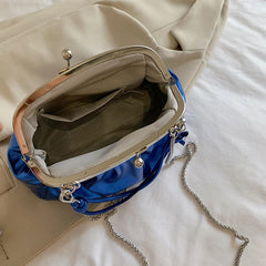 Pleated Top Clutch Bag Clip Chain Women Crossbody Bag Purse