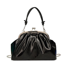 Pleated Top Clutch Bag Clip Chain Women Crossbody Bag Purse