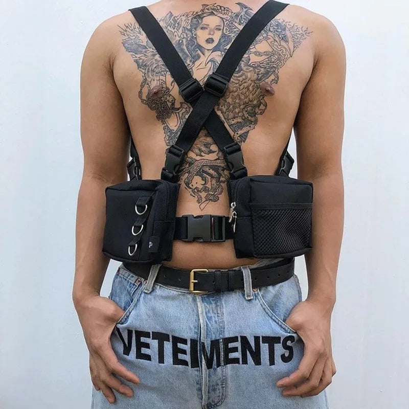 Punk Chest Bag Hip-Hop Tactical Waist Pack Unisex Outdoor Vest Bag