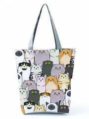Funny Cartoon Foldable Tote Bag Large Capacity Shoulder Handbags