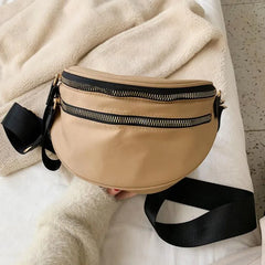 Women Waist Bag Phone Pack Leather Crossbody Chest Bags Large Capacity