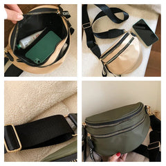 Women Waist Bag Phone Pack Leather Crossbody Chest Bags Large Capacity