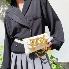 Trendy Crocodile Pattern Crossbody Bag w/ Metal Chain Shoulder Purse