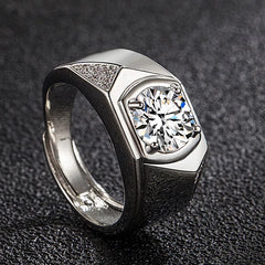5A Zircon Diamonds Men's Rings 14k Silver Wedding Bands Jewelry