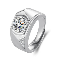 5A Zircon Diamonds Men's Rings 14k Silver Wedding Bands Jewelry