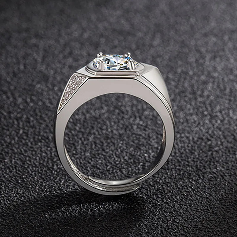 5A Zircon Diamonds Men's Rings 14k Silver Wedding Bands Jewelry