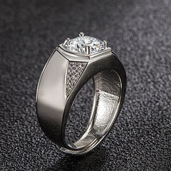 5A Zircon Diamonds Men's Rings 14k Silver Wedding Bands Jewelry