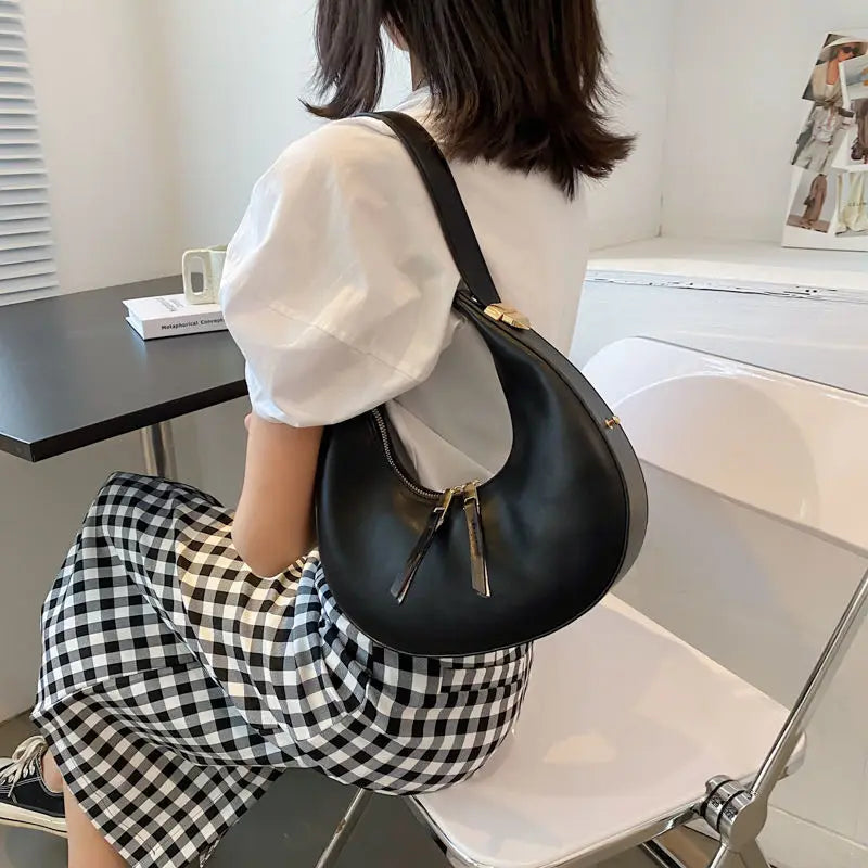 Women's PU Leather Shoulder Bag Solid Underarm Bag