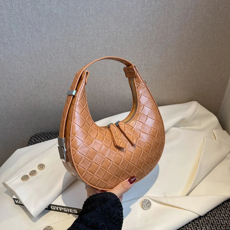 Vintage PU Leather Halfmoon Totes Hobos Shoulder Bags