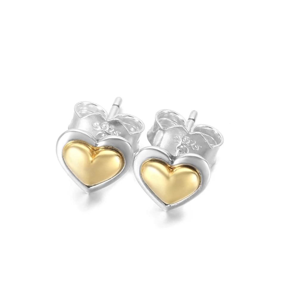 Golden Heart Stud Earrings Christmas Gift Women's Accessories