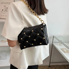 Plaid Pu Leather Chain Shoulder Bag for Women