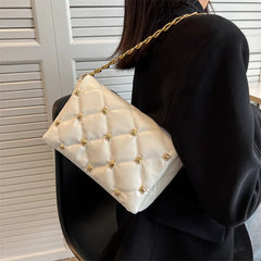 Plaid Pu Leather Chain Shoulder Bag for Women