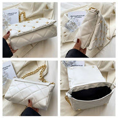 Plaid Pu Leather Chain Shoulder Bag for Women
