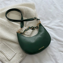 Chain Shoulder Bags For Women Solid Pu Leather Crossbody Bags