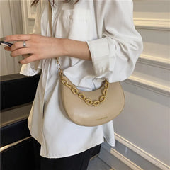 Chain Shoulder Bags For Women Solid Pu Leather Crossbody Bags