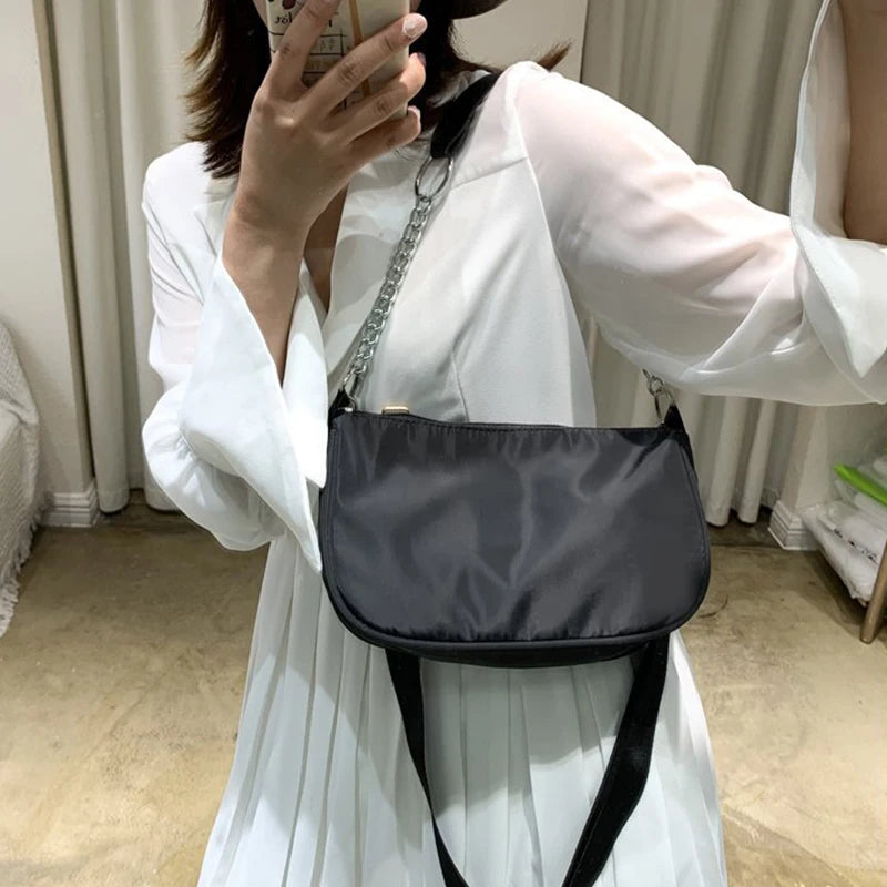 Shoulder Bag Women Nylon Armpit Bag Vintage Crossbody Bag