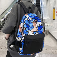 Female Graffiti Laptop College Backpack Lady Nylon Book Bag Women Student